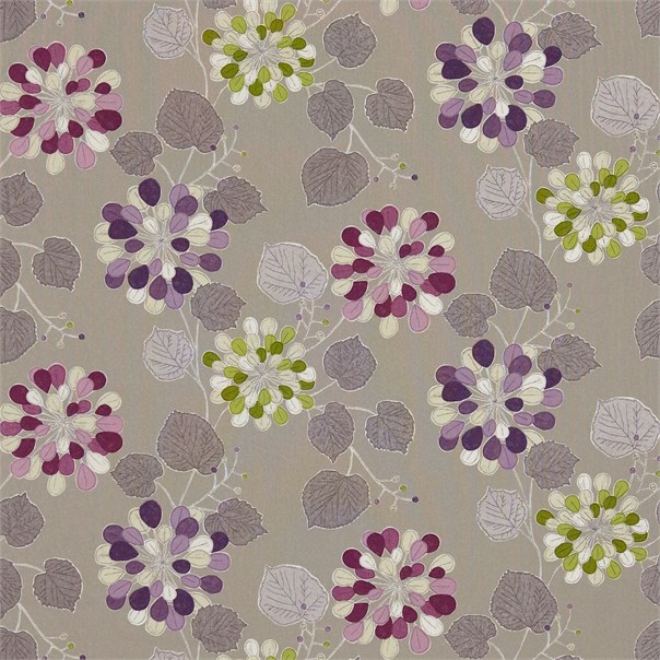 Kerria Aubergine Lime /Raspberry and Neutrals Fabric by Harlequin