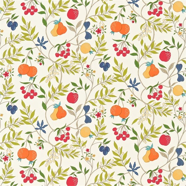 Joelle White Olive Tangerine Berry Denim Fabric by Harlequin