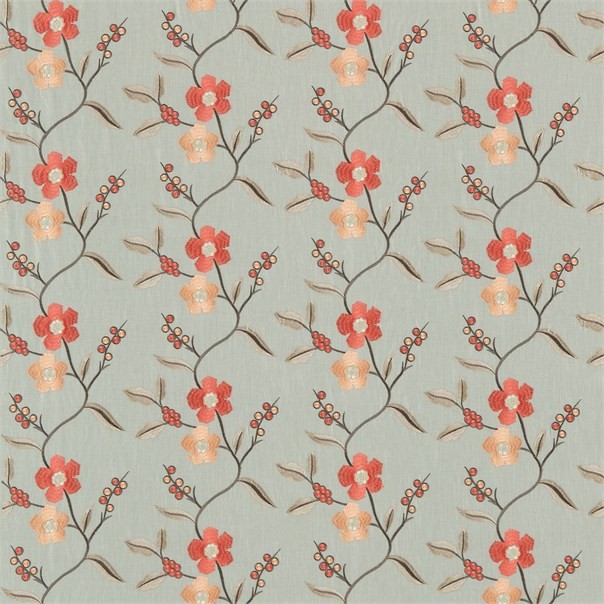 Ophelia Grey Slate and Coral Fabric by Harlequin