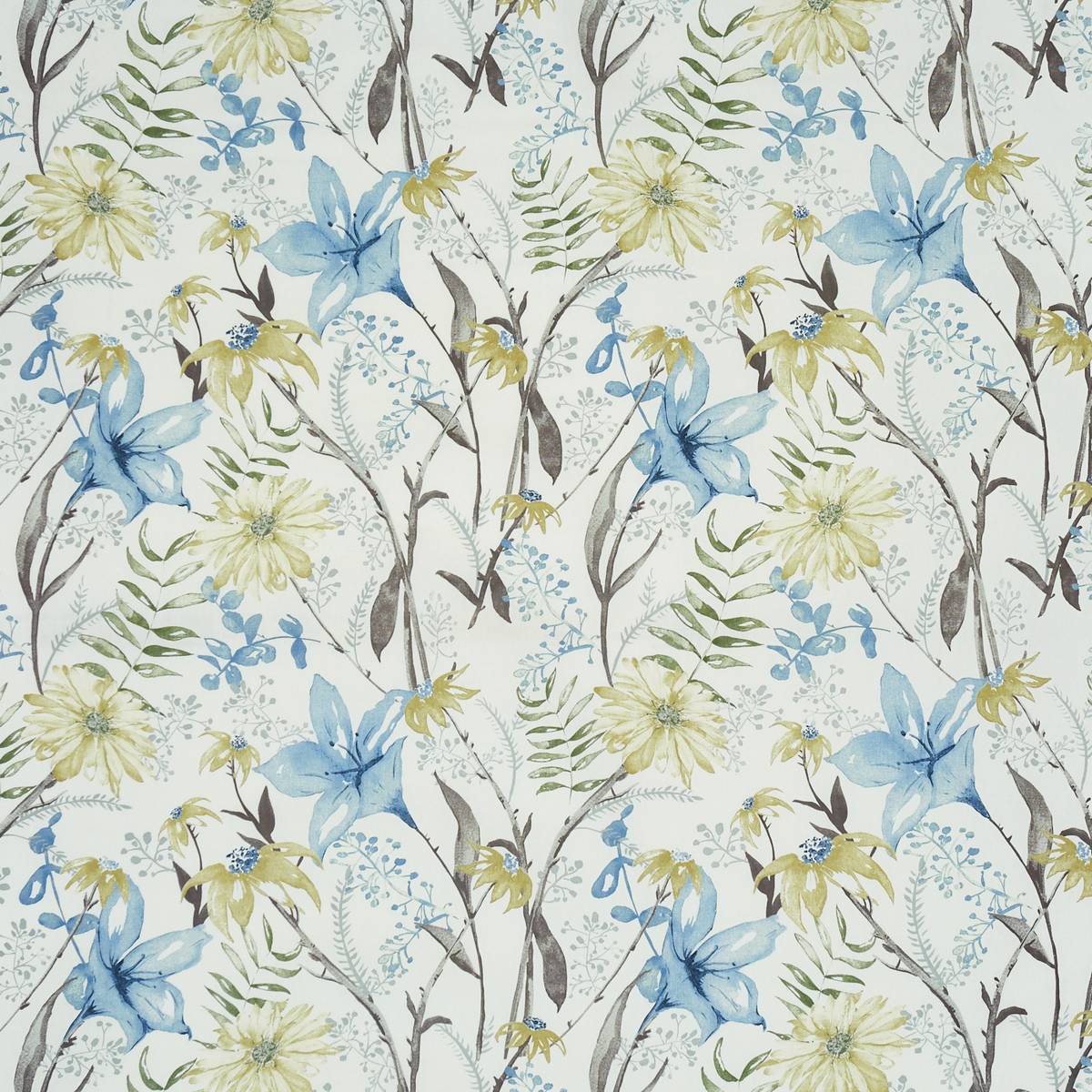 Roof Garden Slate Blue Fabric by Prestigious Textiles