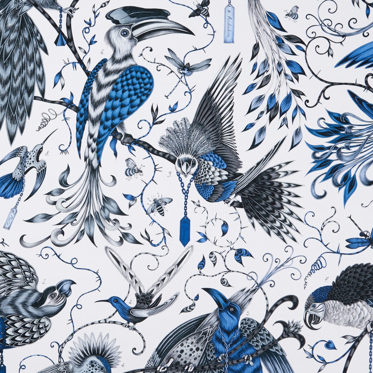 Audubon Blue Fabric by Emma J Shipley