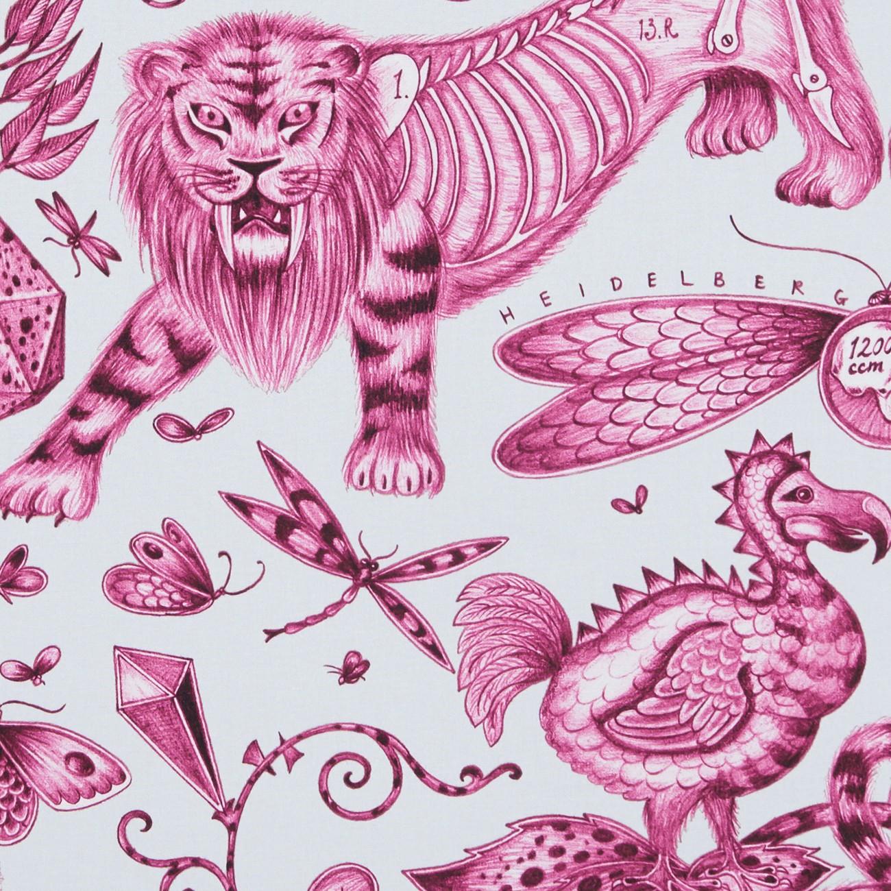 Extinct Magenta Fabric by Emma J Shipley