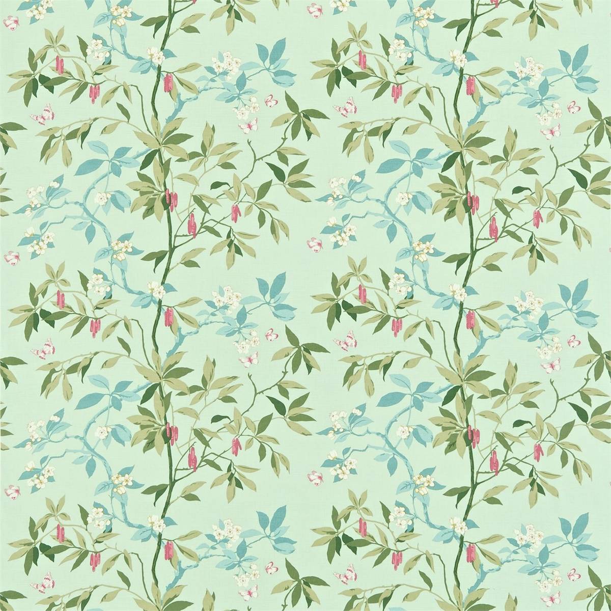 Cherry Bough Duck Egg/Cream Fabric by Sanderson