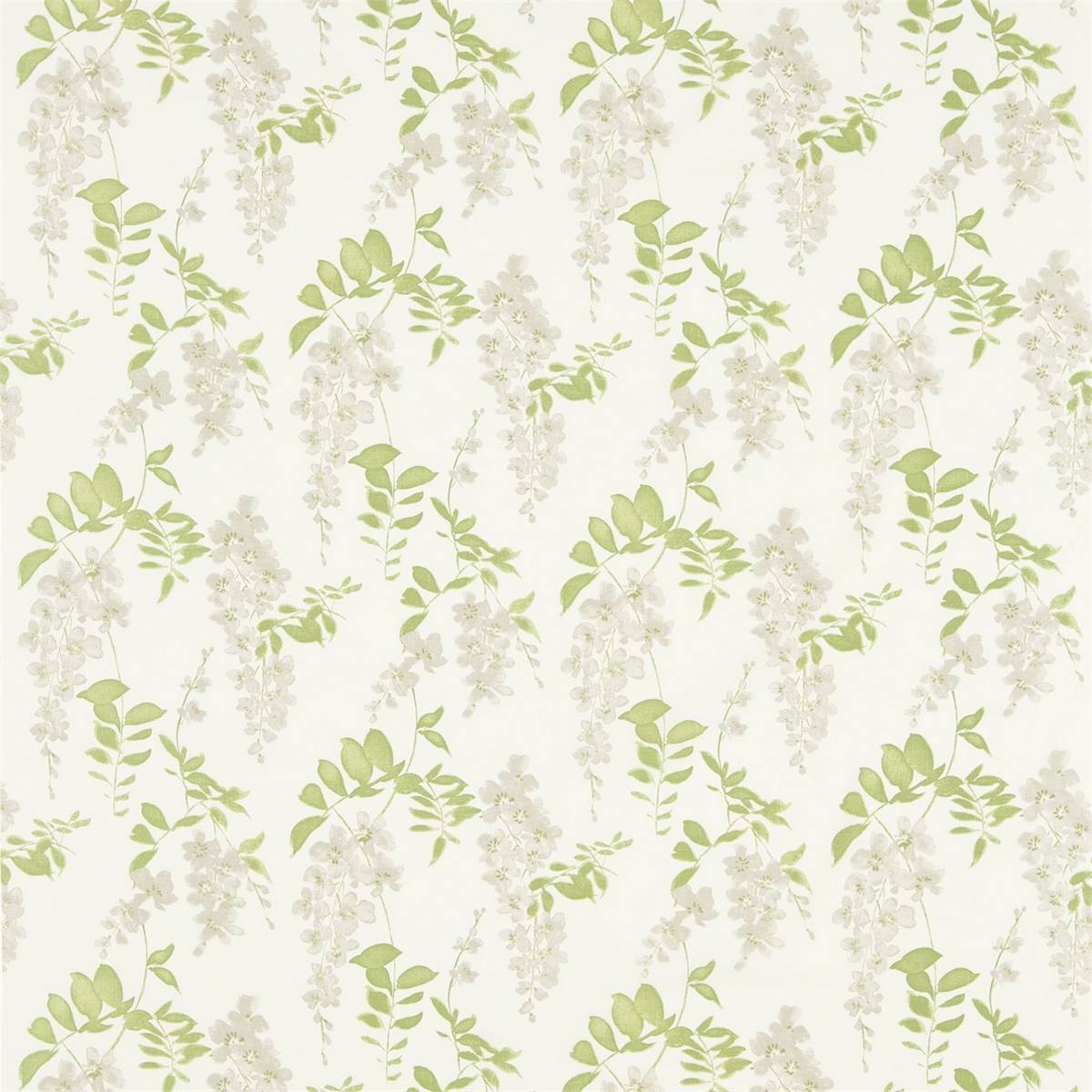 Wisteria Blossom Silver/Apple Fabric by Sanderson