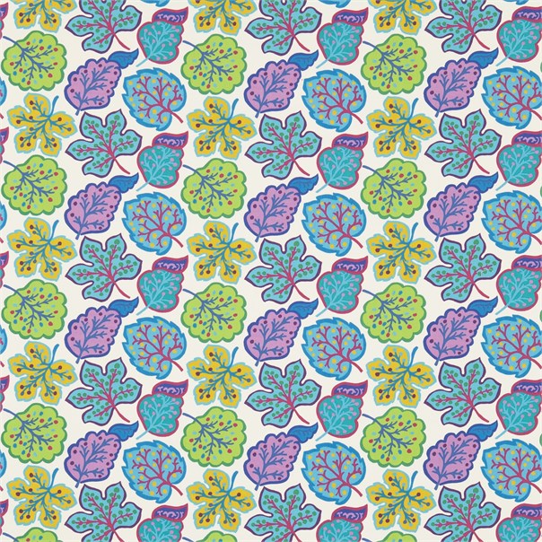 Jewel Leaves Fig/Teal Fabric by Sanderson