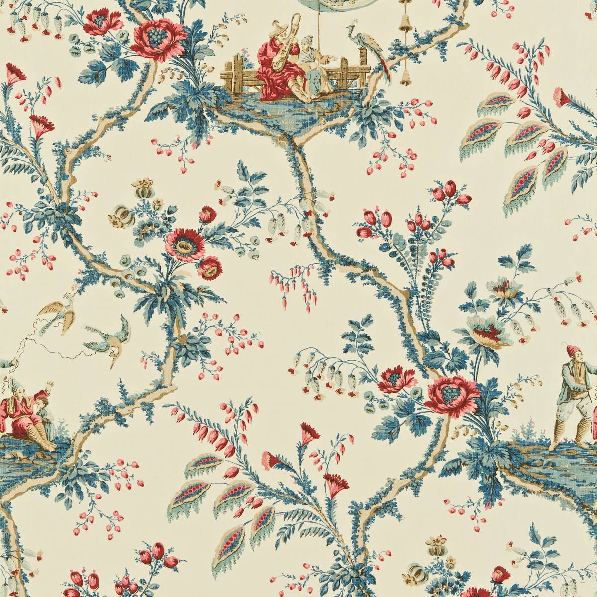 Emperors Musician Indigo/Red Fabric by Zoffany