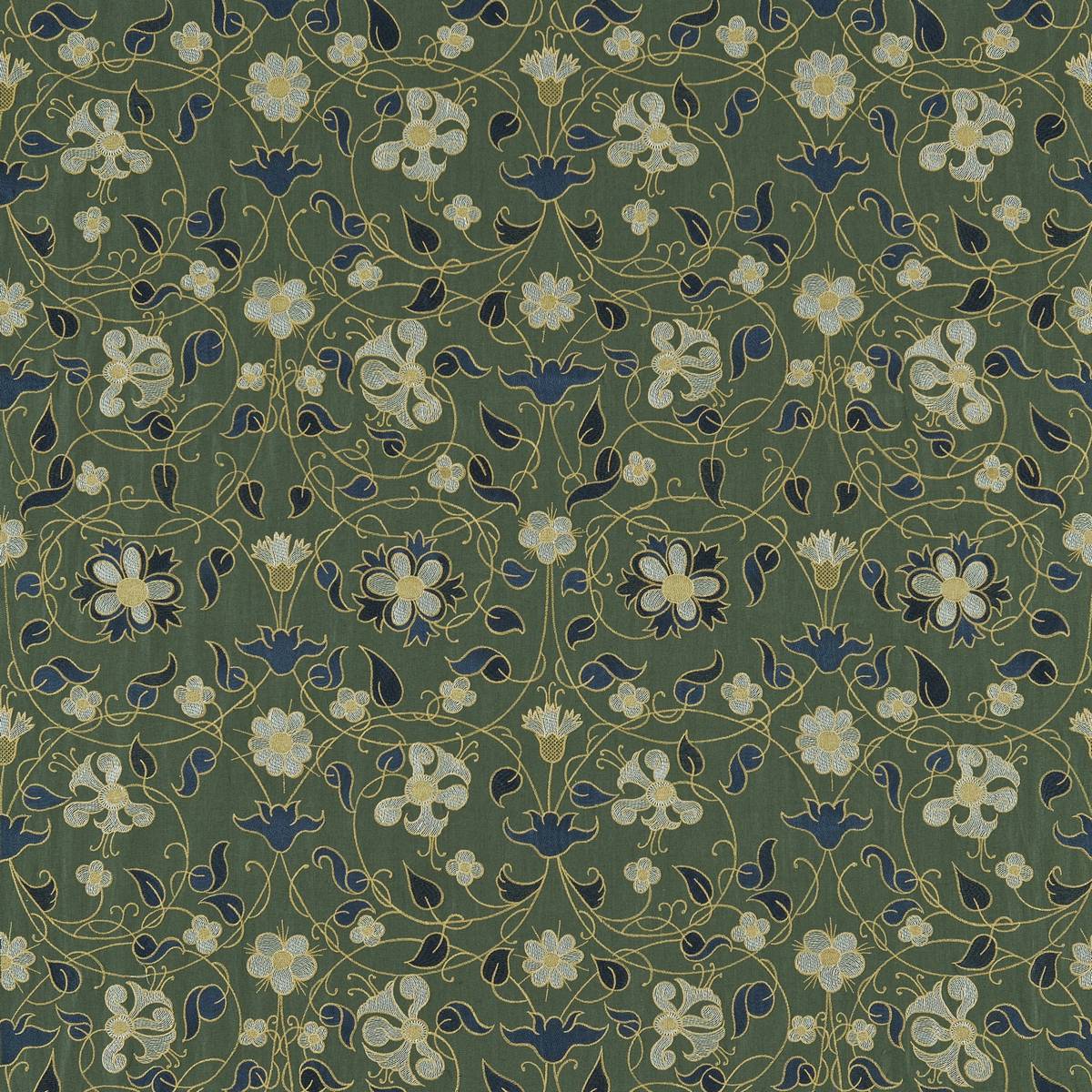 Mille Fleurs Tapestry Green Fabric by Zoffany