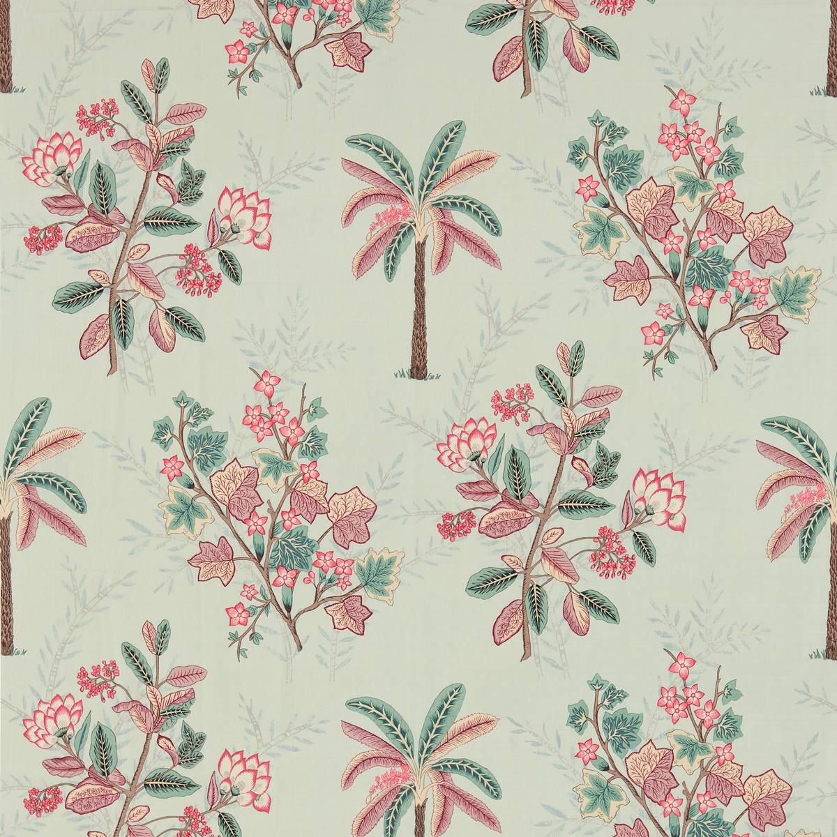 Palme Teal/Pink Fabric by Zoffany