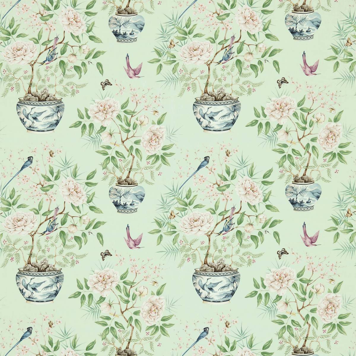 Romey's Garden Sea Green Fabric by Zoffany