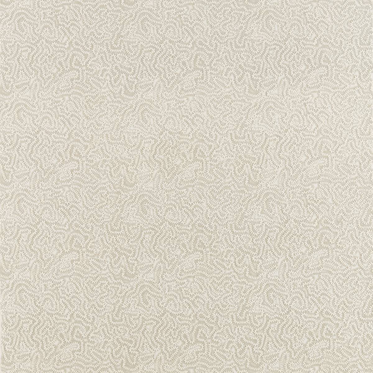 Maze Coral Platinum White Fabric by Zoffany