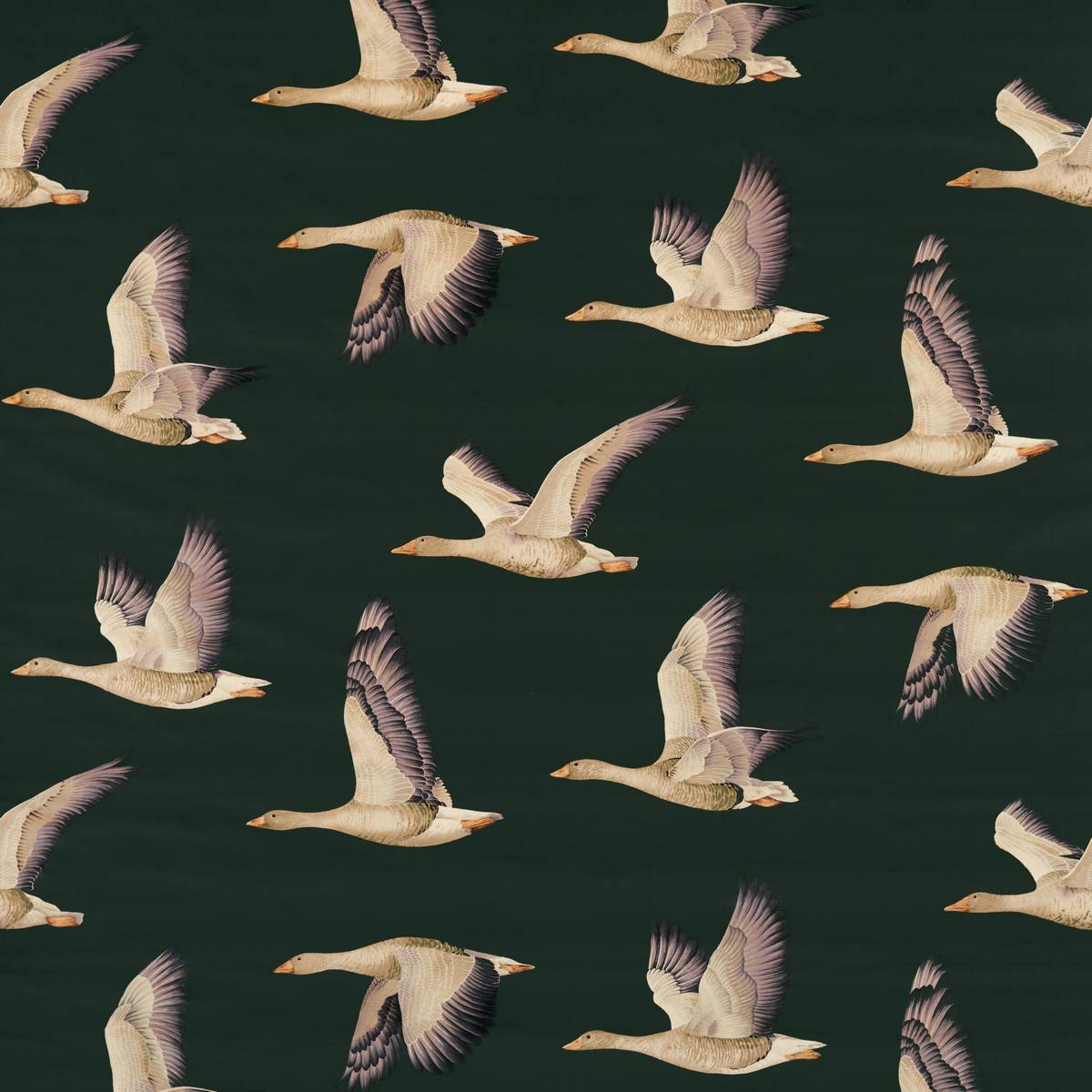 Elysian Geese Forest/Fig Fabric by Sanderson