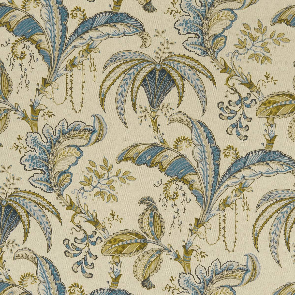 Ophelia Teal/Spice Fabric by Clarke & Clarke