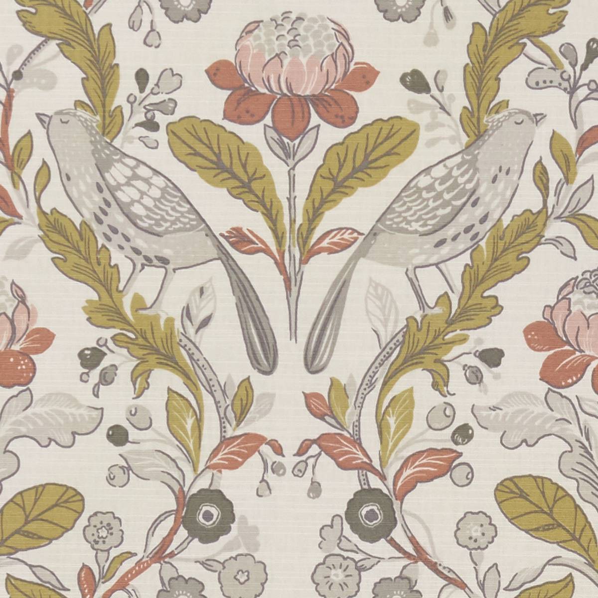 Orchard Birds Ochre Fabric by Studio G