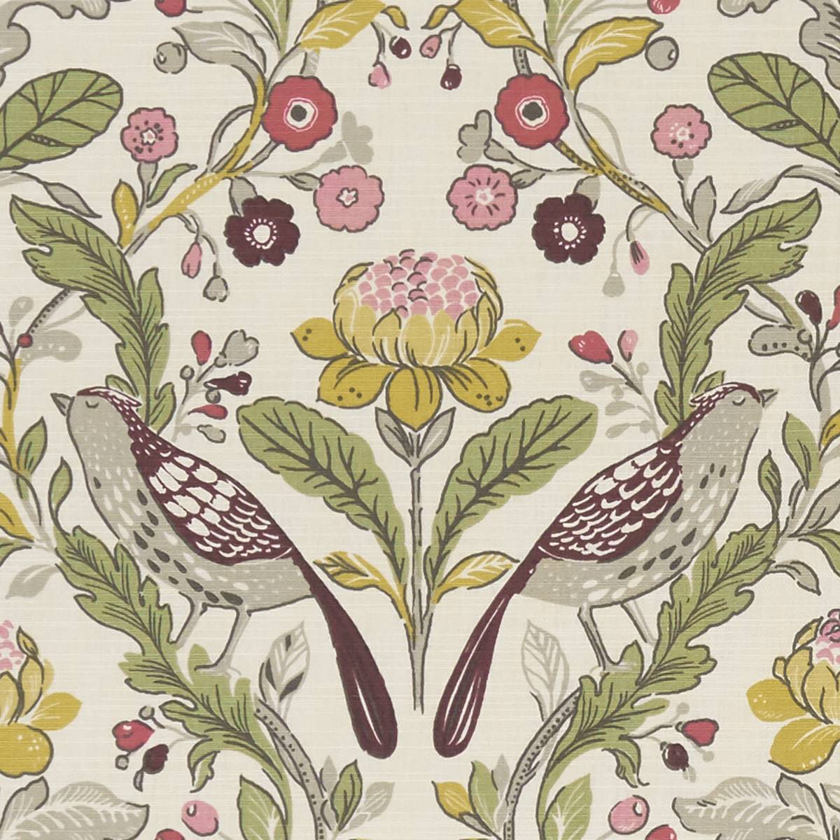 Orchard Birds Plum Fabric by Studio G