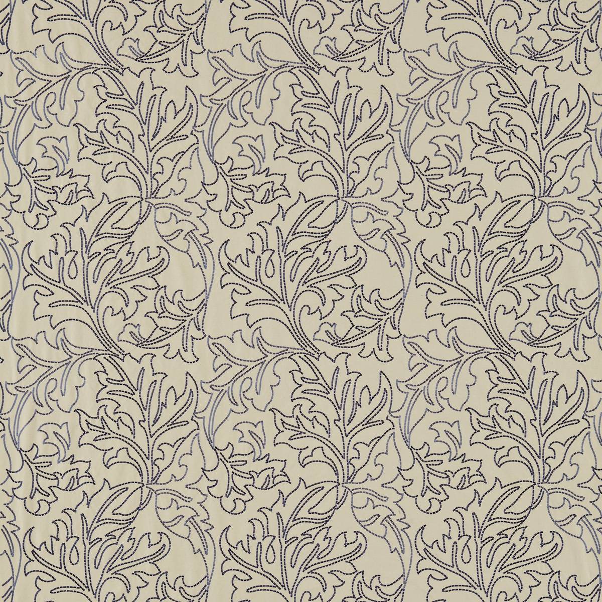 Acanthus Embroidery Vellum/Woad Fabric by William Morris & Co.