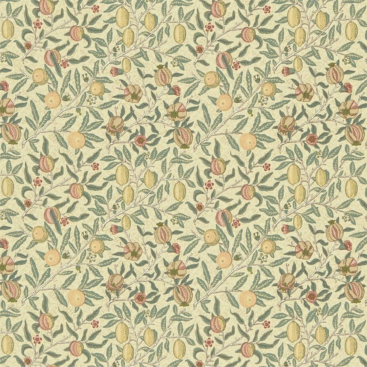 Fruit Minor Ivory/Teal Fabric by William Morris & Co.