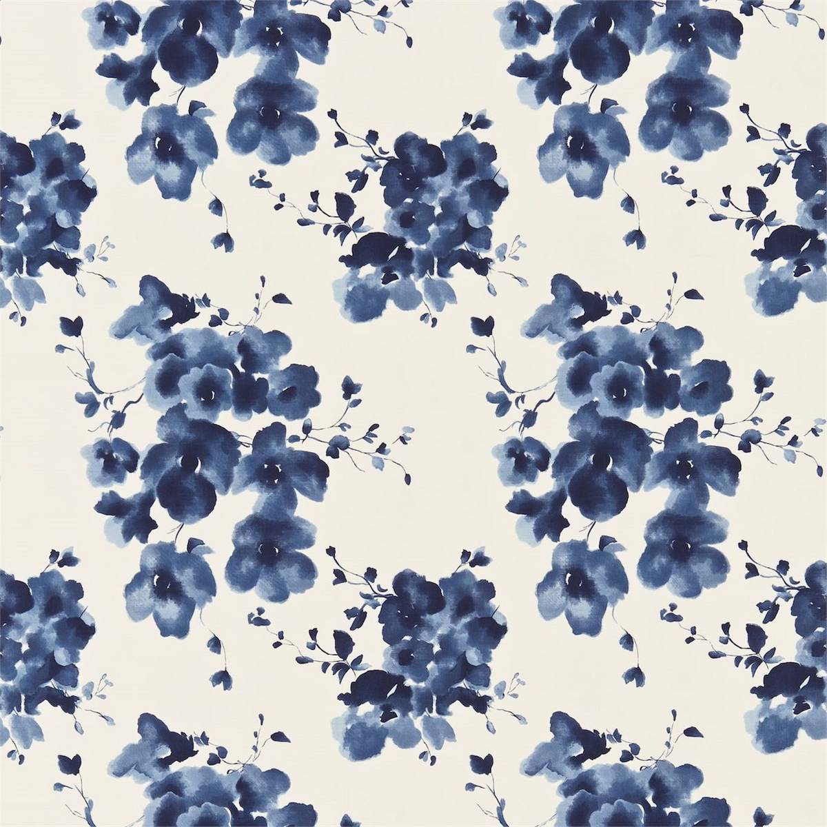 Mandarin Flowers Indigo Fabric by Sanderson