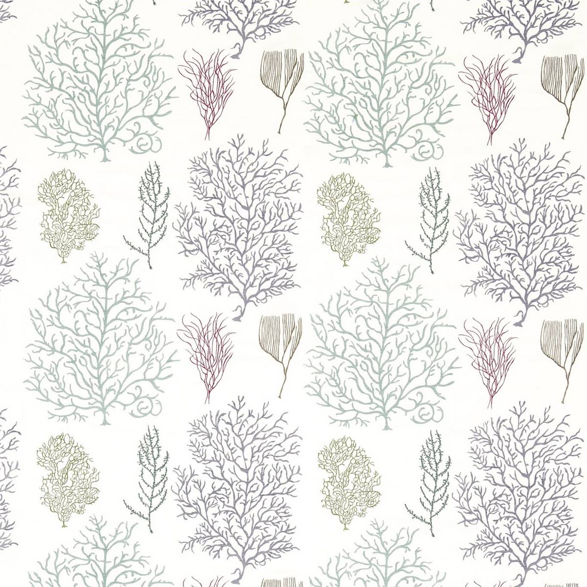 Coral Reef Teal/Mauve Fabric by Sanderson