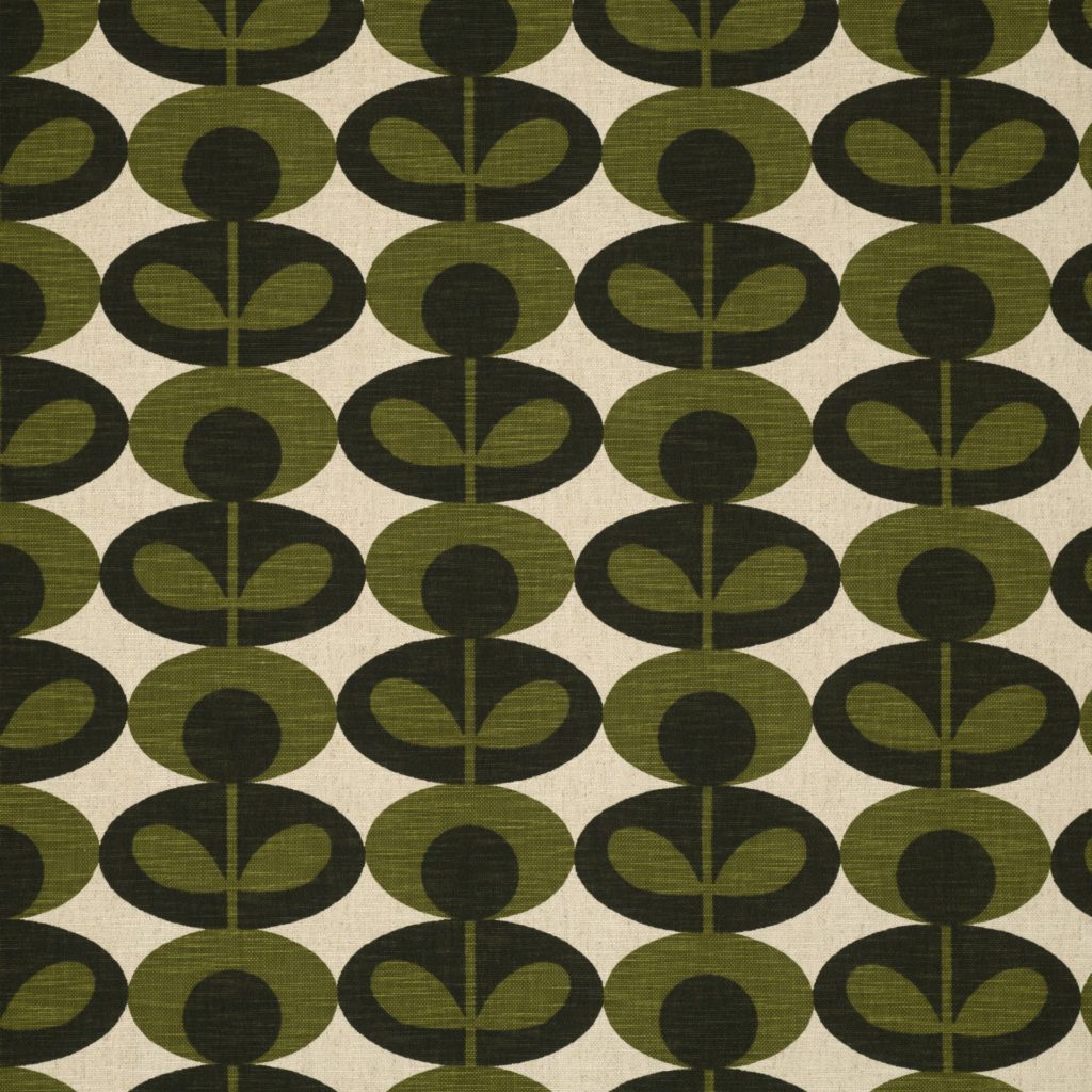 Slub Cotton Oval Flower Khaki Fabric by Orla Kiely