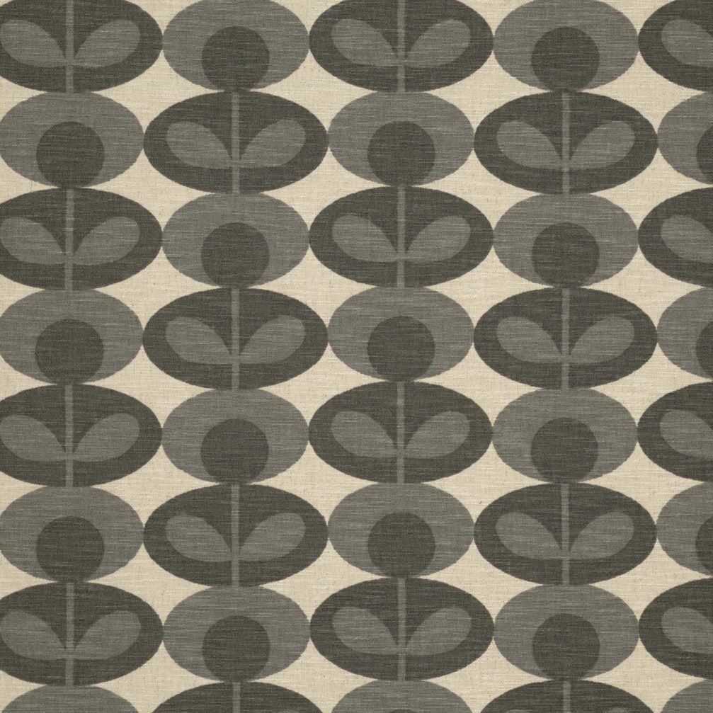 Slub Cotton Oval Flower Mid Warm Grey Fabric by Orla Kiely