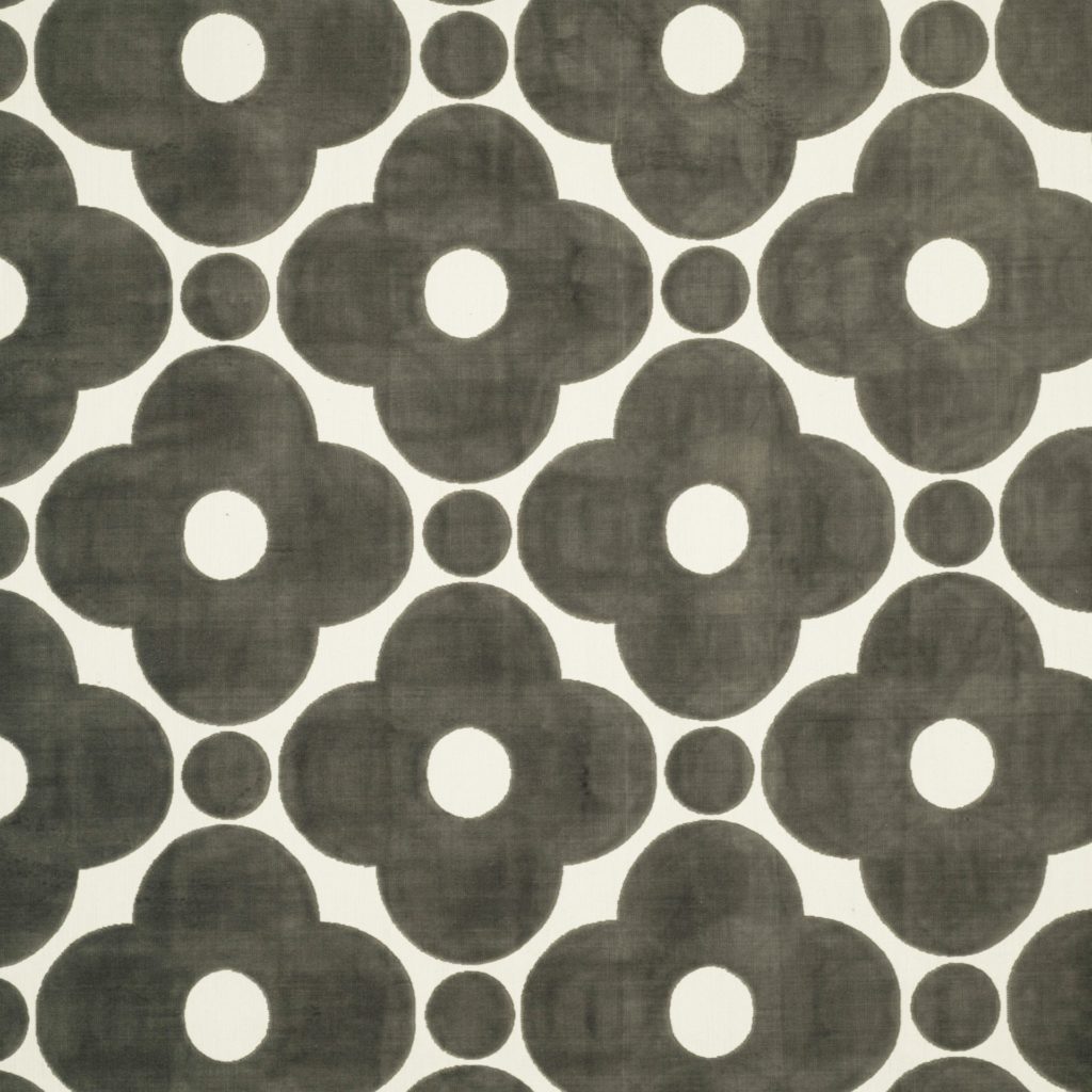 Velvet Spot Flower Dark Warm Grey Fabric by Orla Kiely