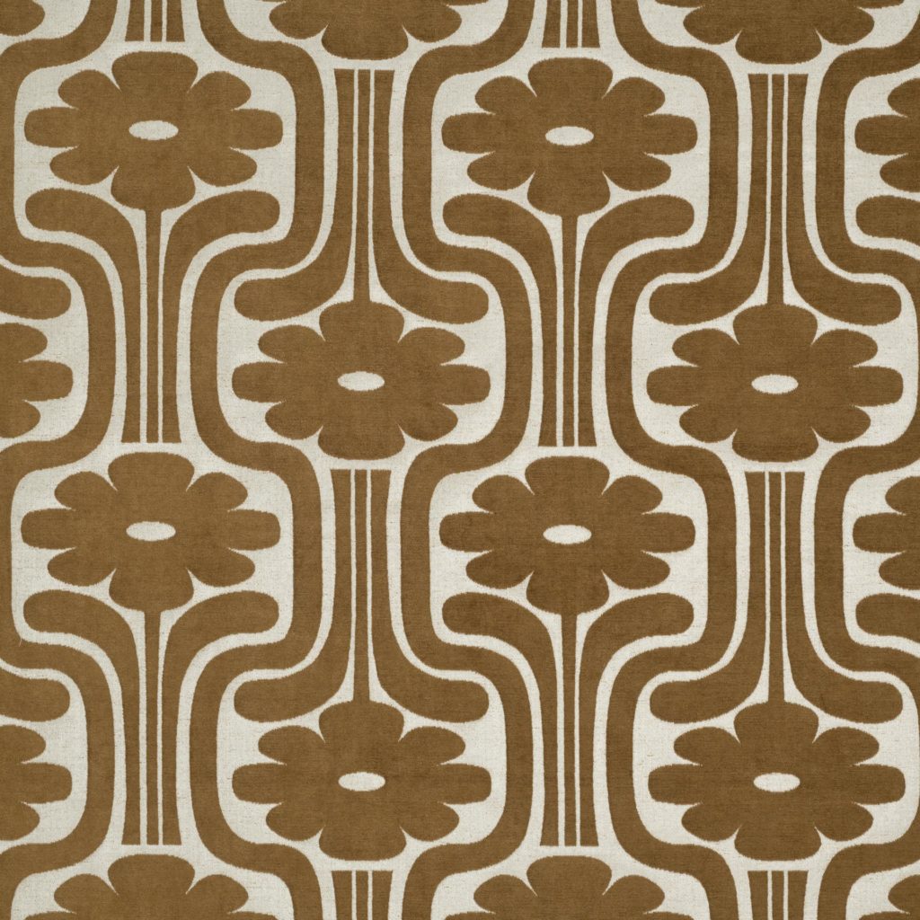 Woven Climbing Daisy Tan Fabric by Orla Kiely