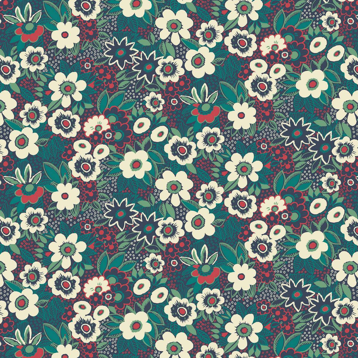 Jungle Gardenia Cerulean Fabric by Blendworth