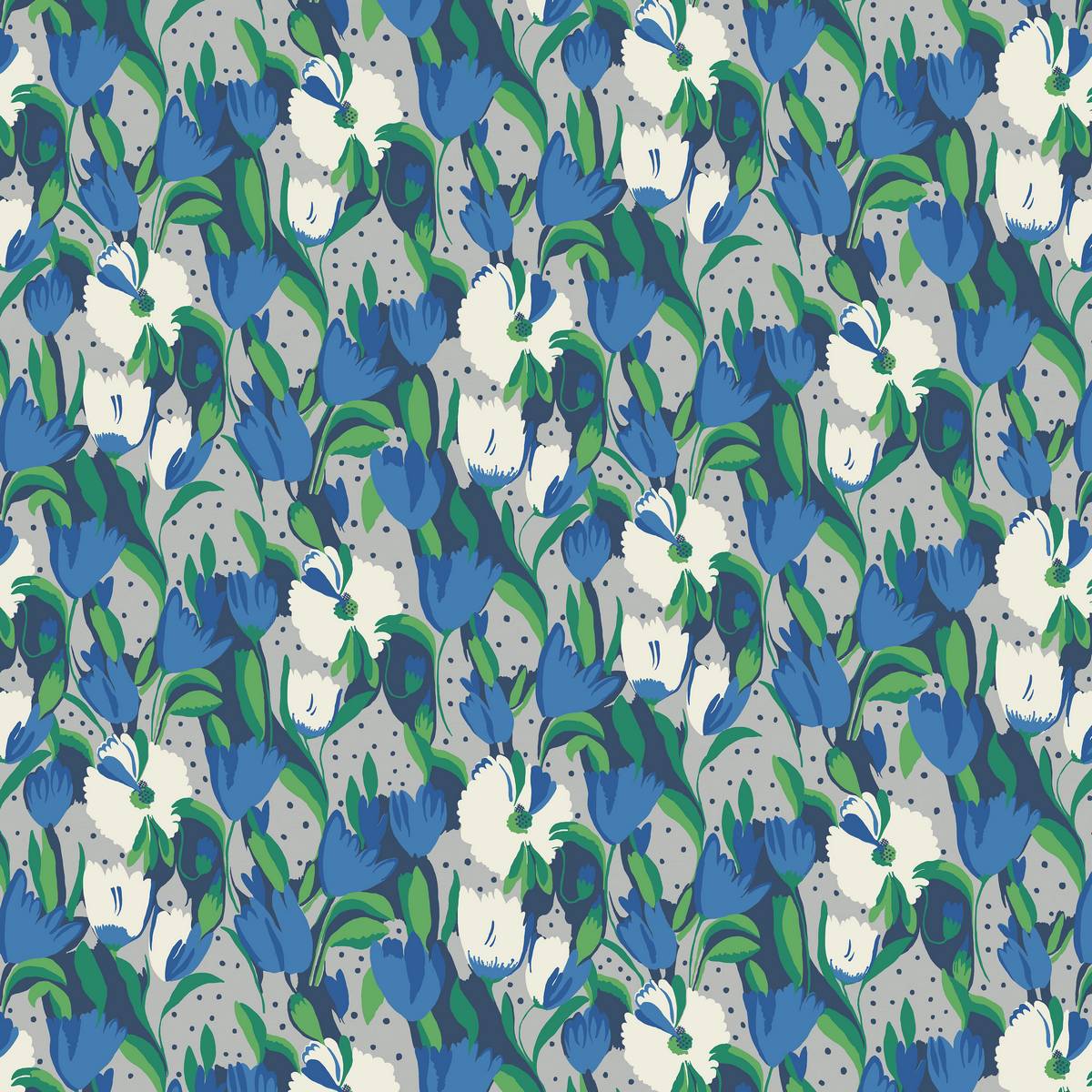 Tulip Reign Blue Moon Fabric by Blendworth