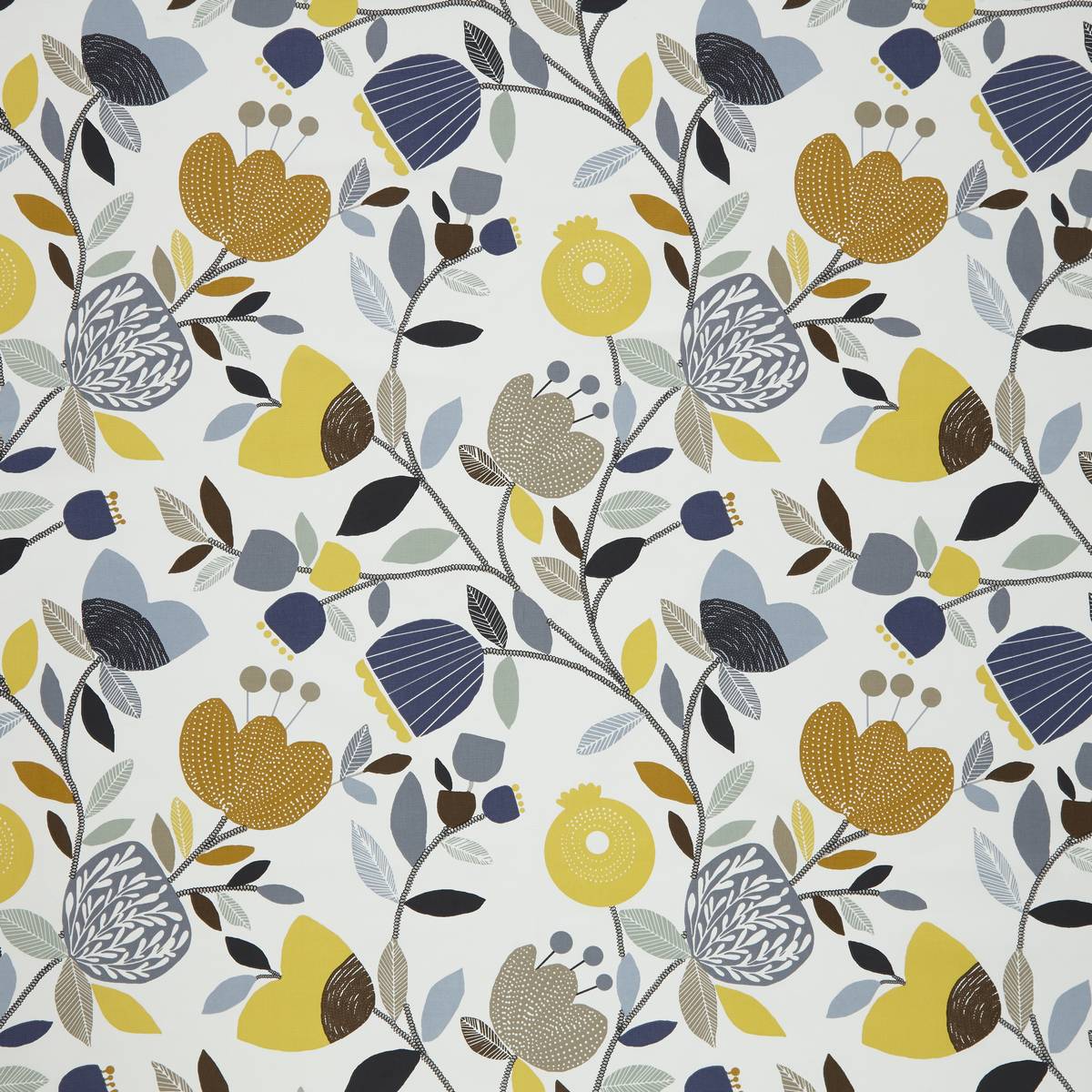 Pomegranate Trail Ochre Fabric by iLiv