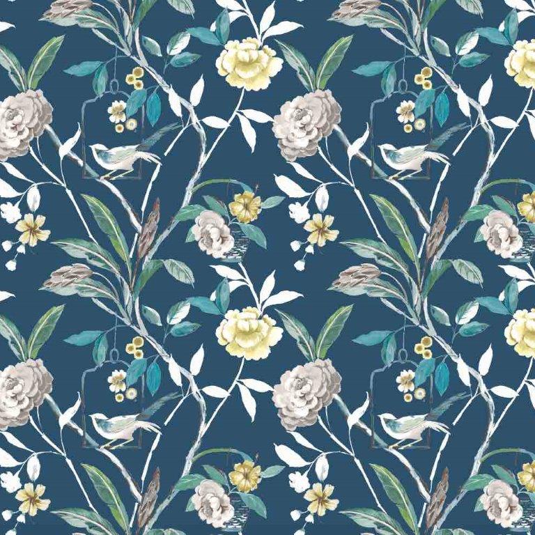 Abigail Navy Fabric by Edinburgh Weavers