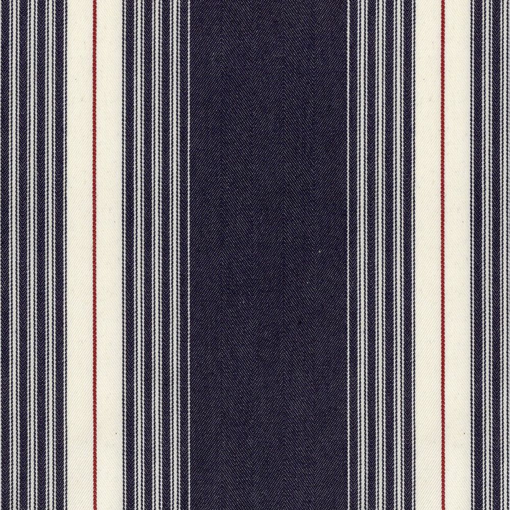 Panama Stripe Dark Navy Fabric by Ian Mankin