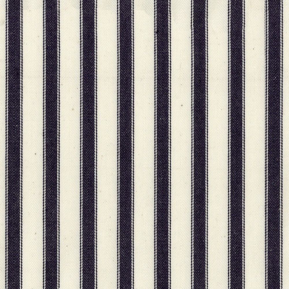 Ticking Stripe 2 Dark Navy Fabric by Ian Mankin