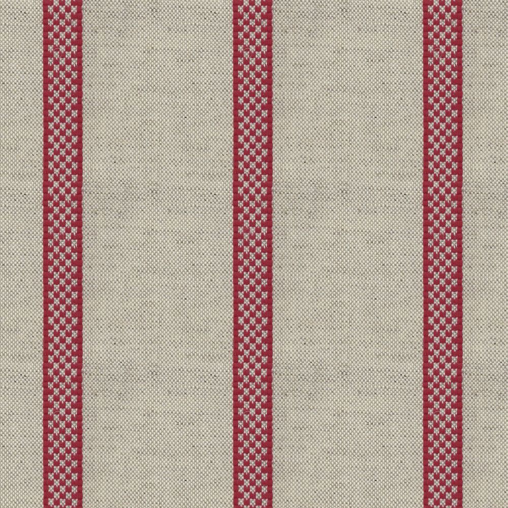 Hopsack Stripe Peony Fabric by Ian Mankin