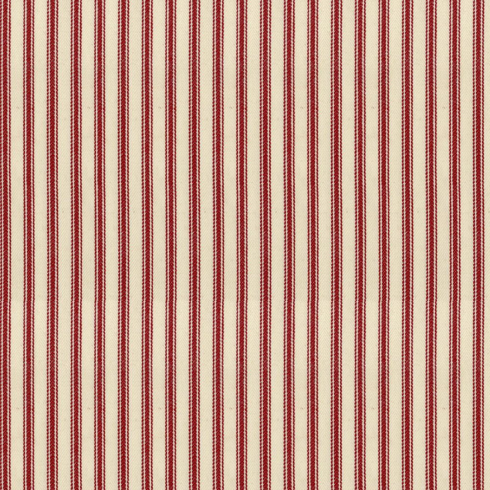 Ticking Stripe 1 Peony Fabric by Ian Mankin