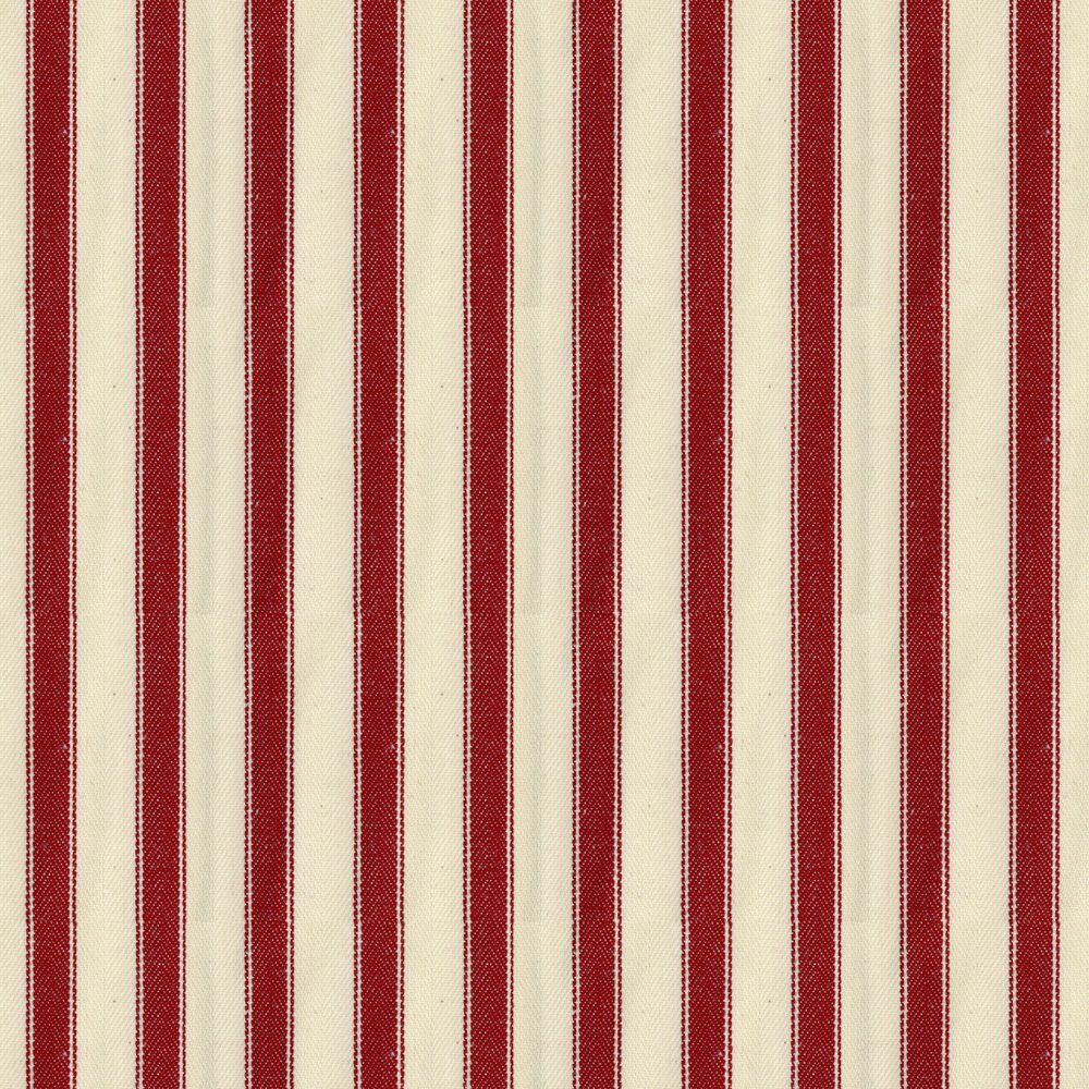 Ticking Stripe 2 Peony Fabric by Ian Mankin