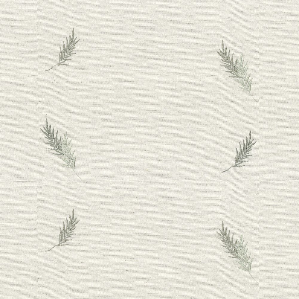 Embroidered Union Fern Sage Fabric by Ian Mankin