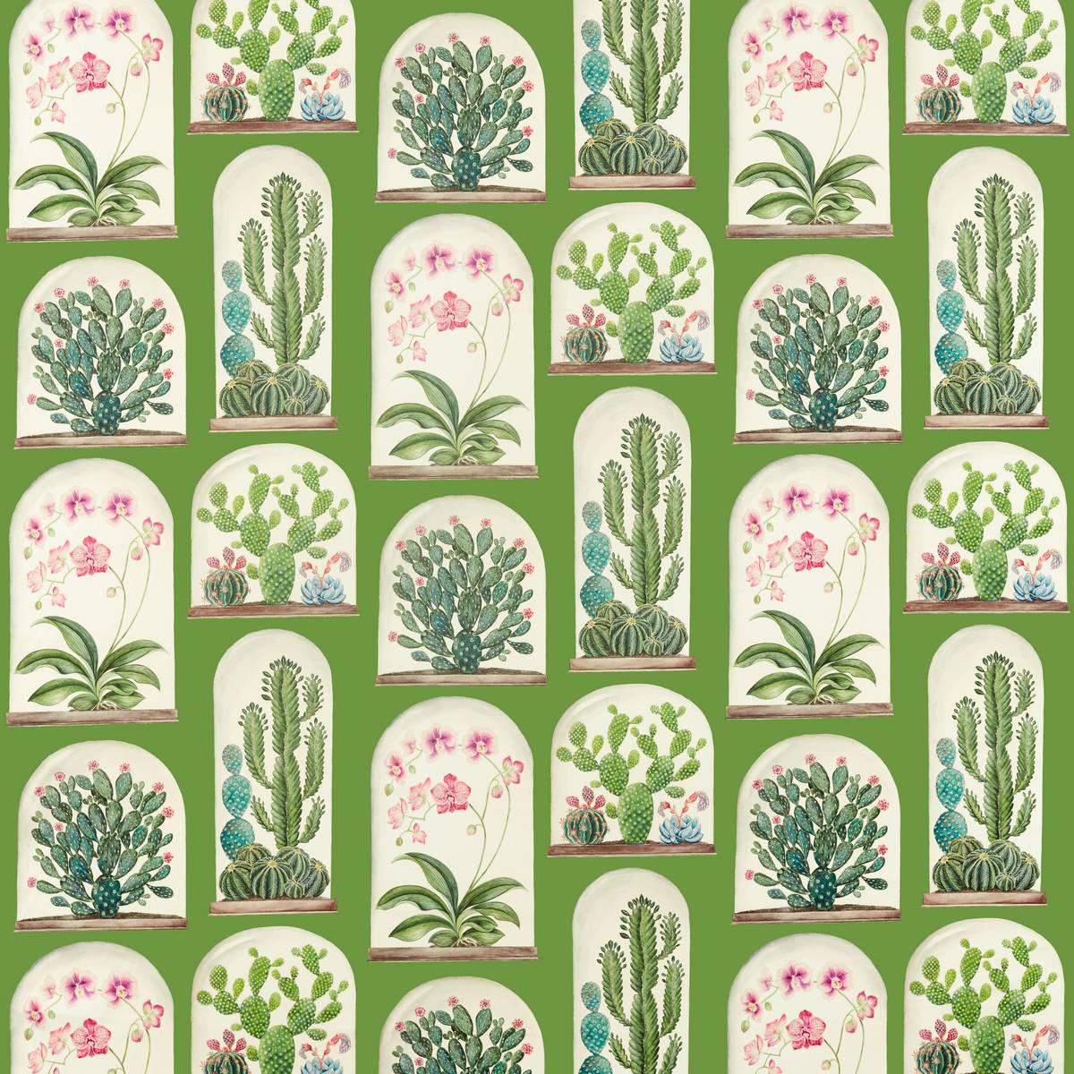 Terrariums Botanical Green Fabric by Sanderson