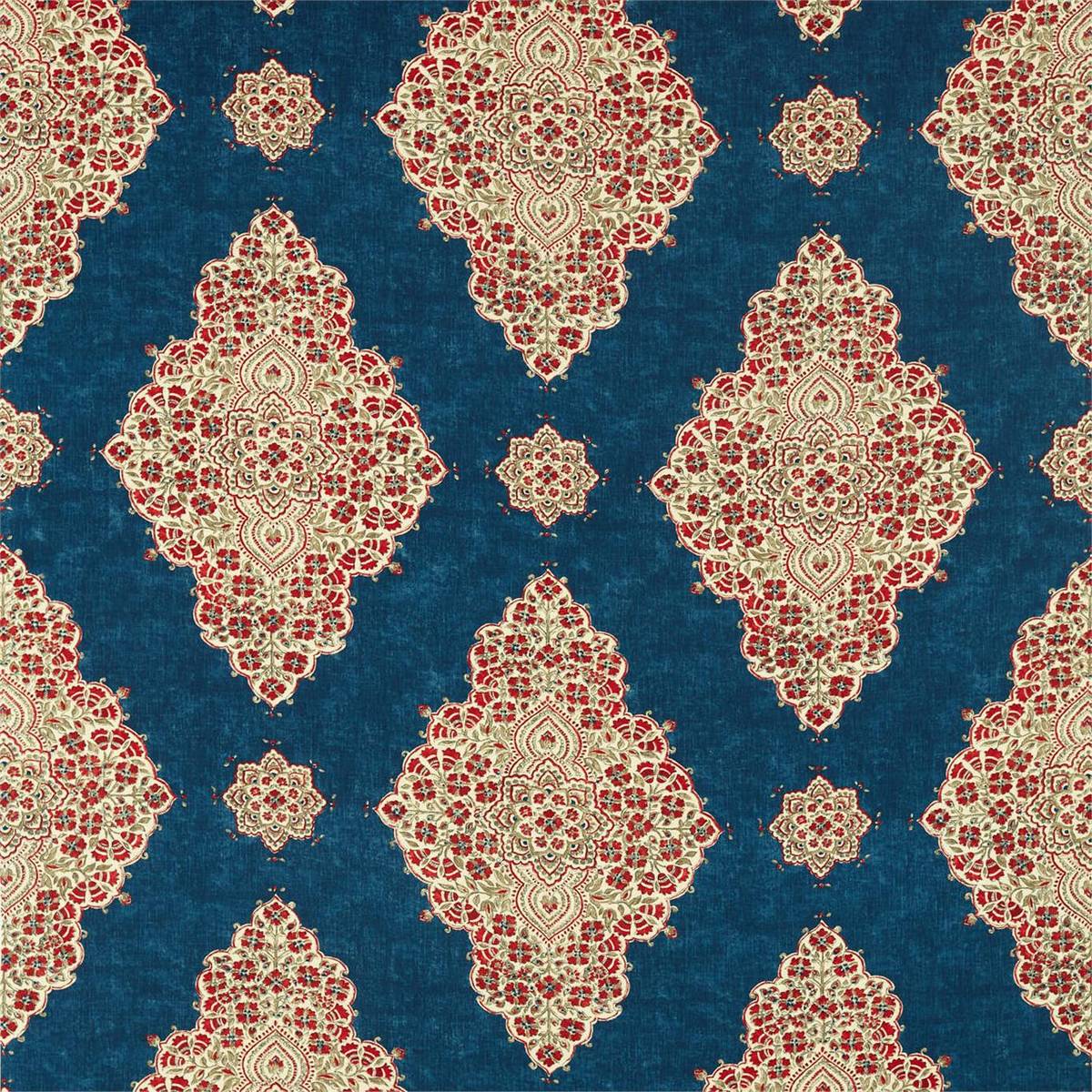 Siam Diamond Cobalt/Flame Fabric by Sanderson