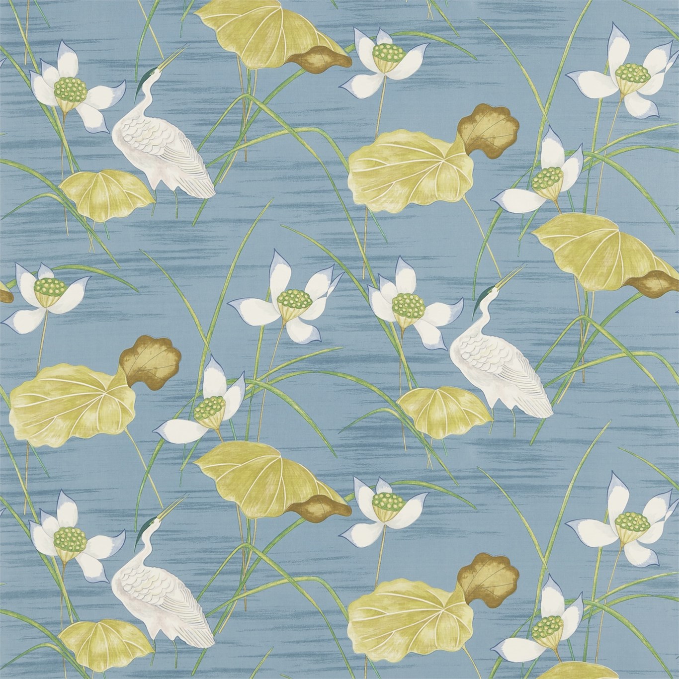 Heronsford Blue/Gold Fabric by Sanderson