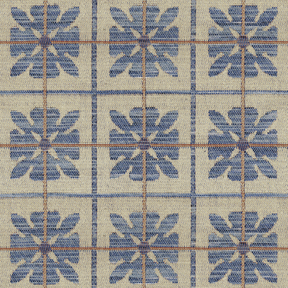 Peake's Check Monarch Blue Fabric by Ian Mankin