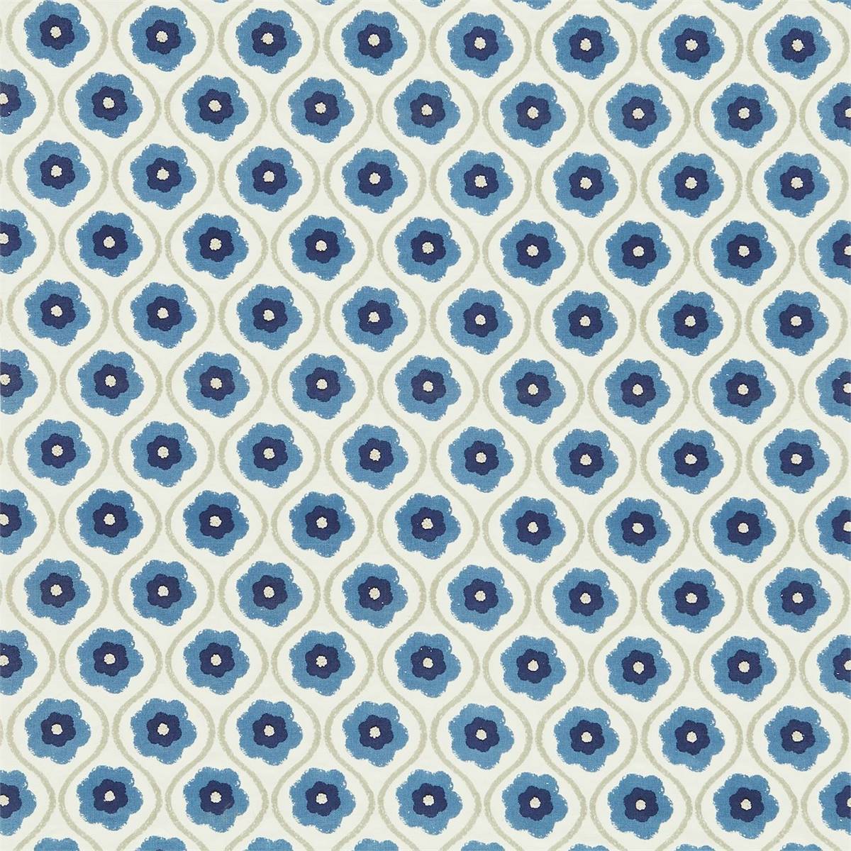 Sira Indigo Cream Neutral Fabric by Harlequin