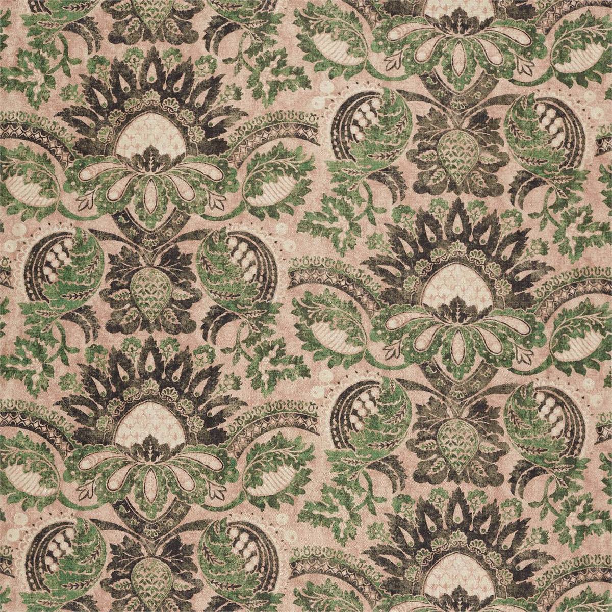 Pomegranate Print Tuscan Pink/Huntsman Green Fabric by Zoffany