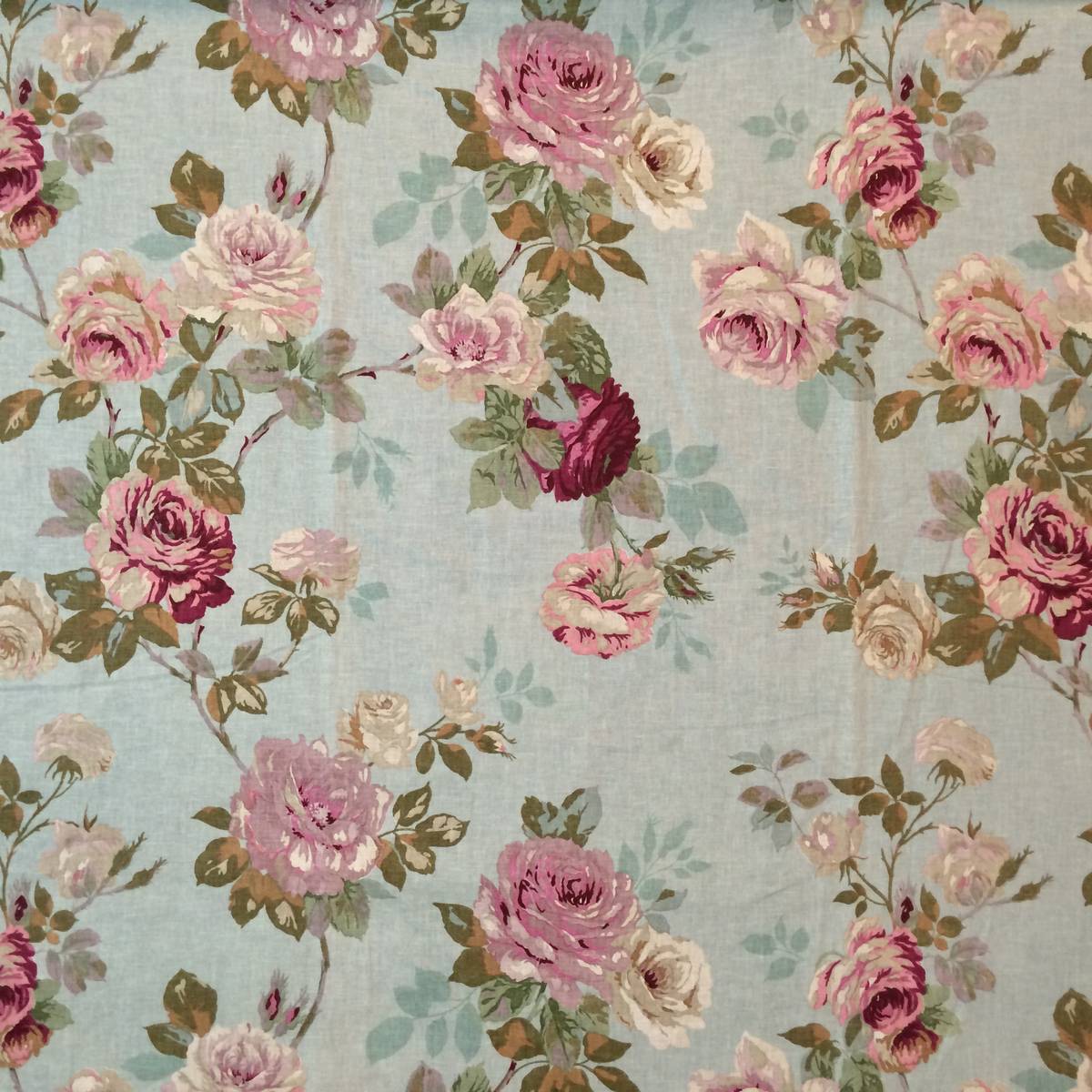 English Rose Old Blue Fabric by Edinburgh Weavers