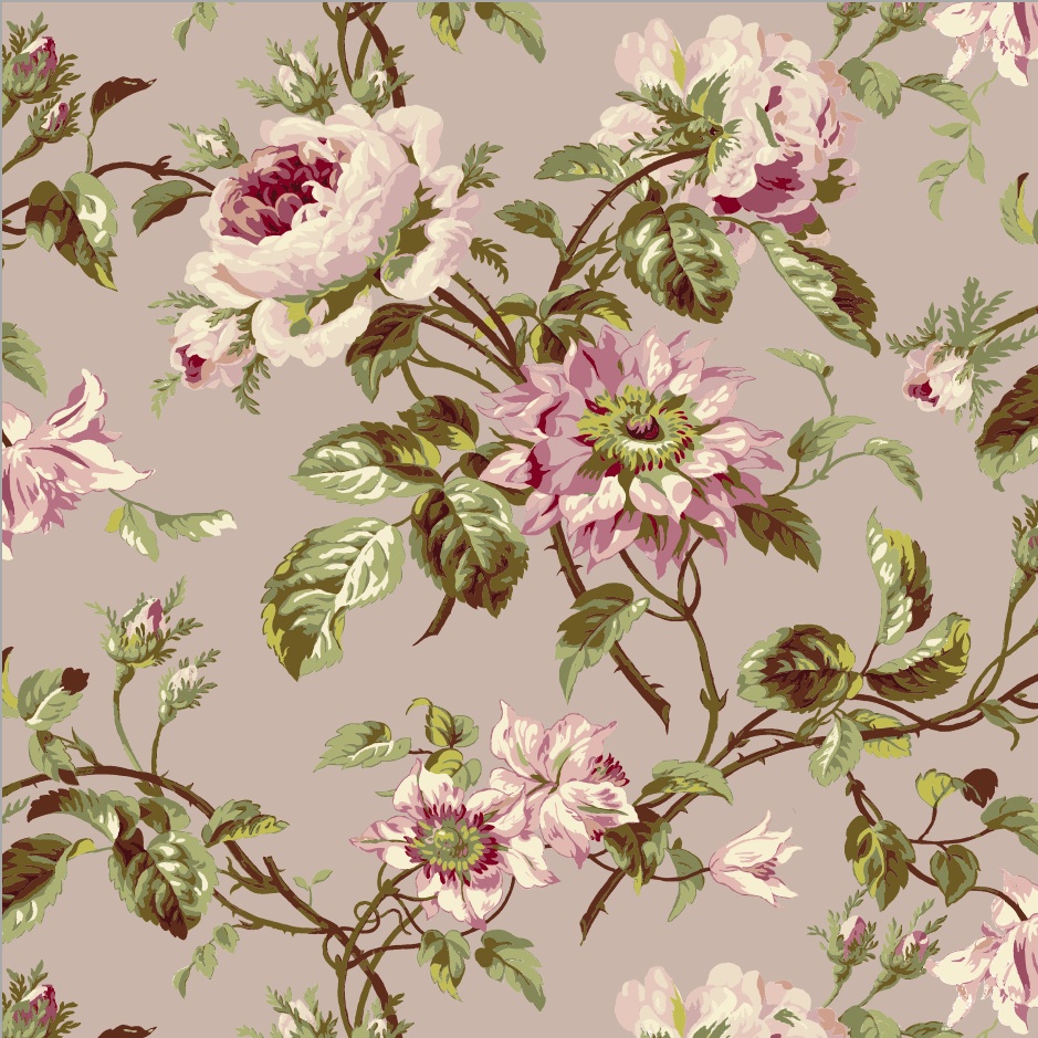 Grand Rose Lilac Fabric by Edinburgh Weavers - Britannia Rose