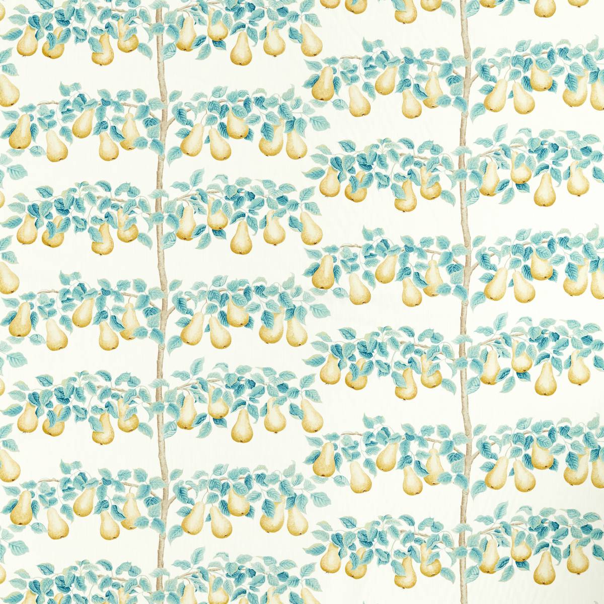 Perry Pears Gold/Aqua Fabric by Sanderson