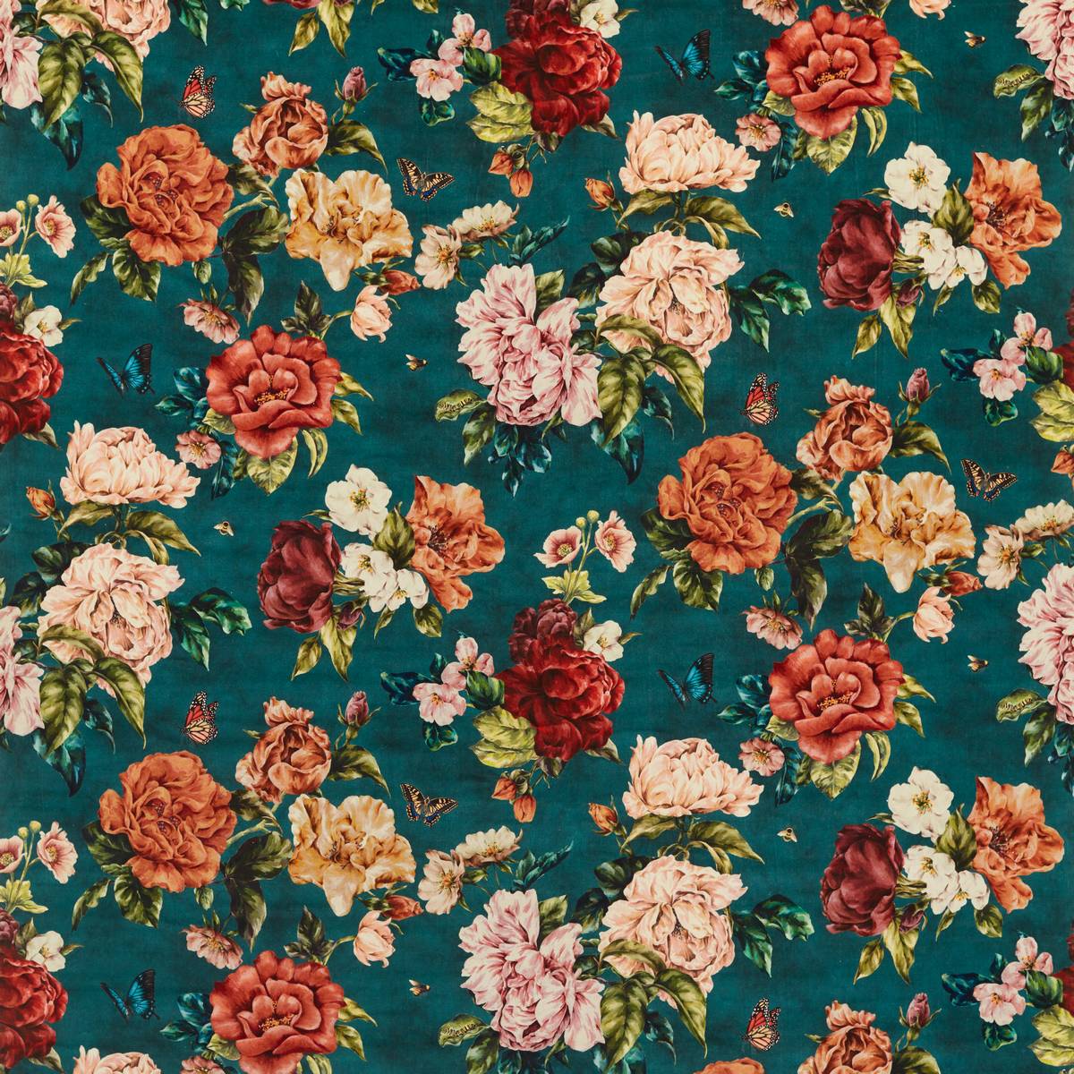 Summer Peony Newby Green Fabric by Sanderson