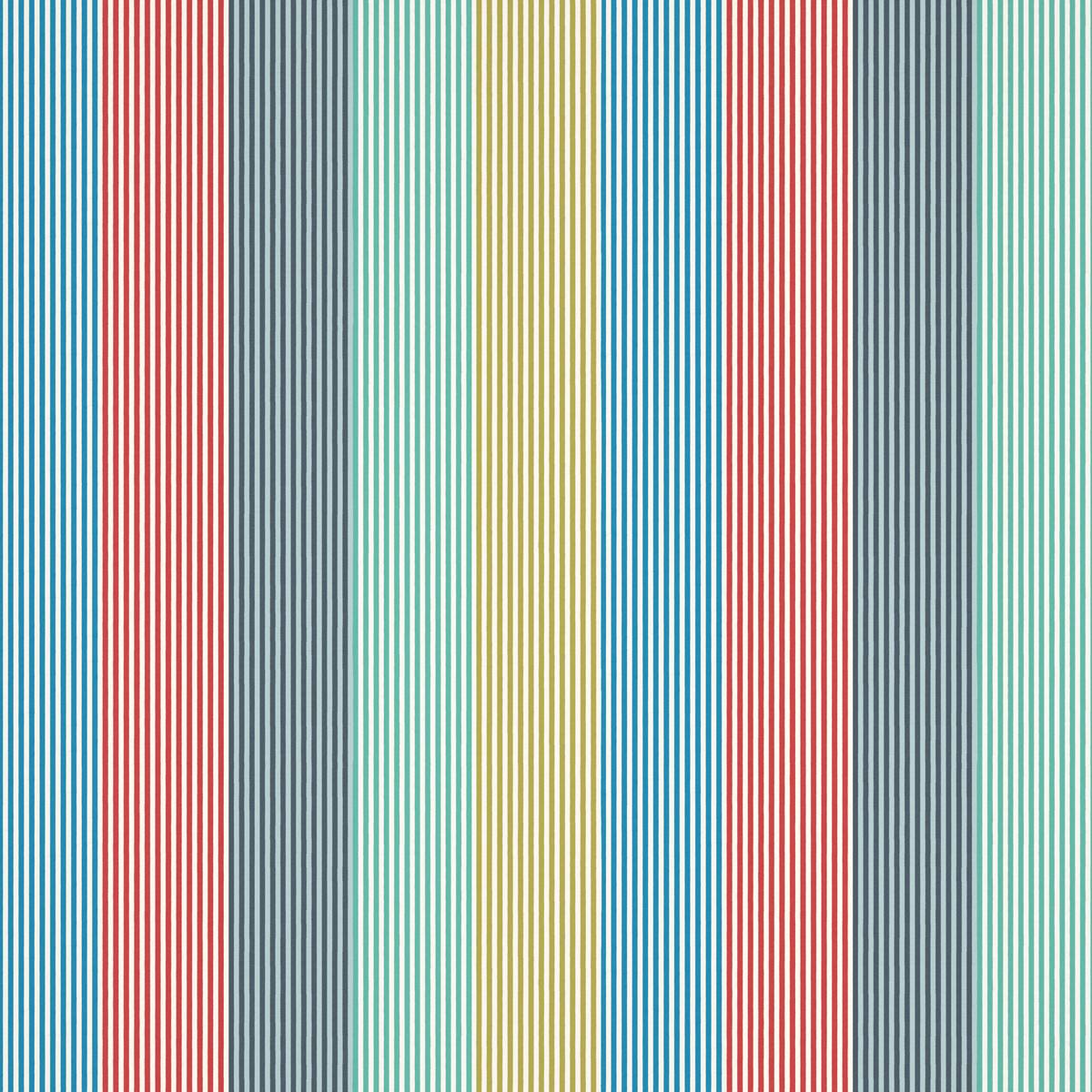 Funfair Stripe Ink/Aqua/Kiwi/Marine/Poppy Fabric by Harlequin