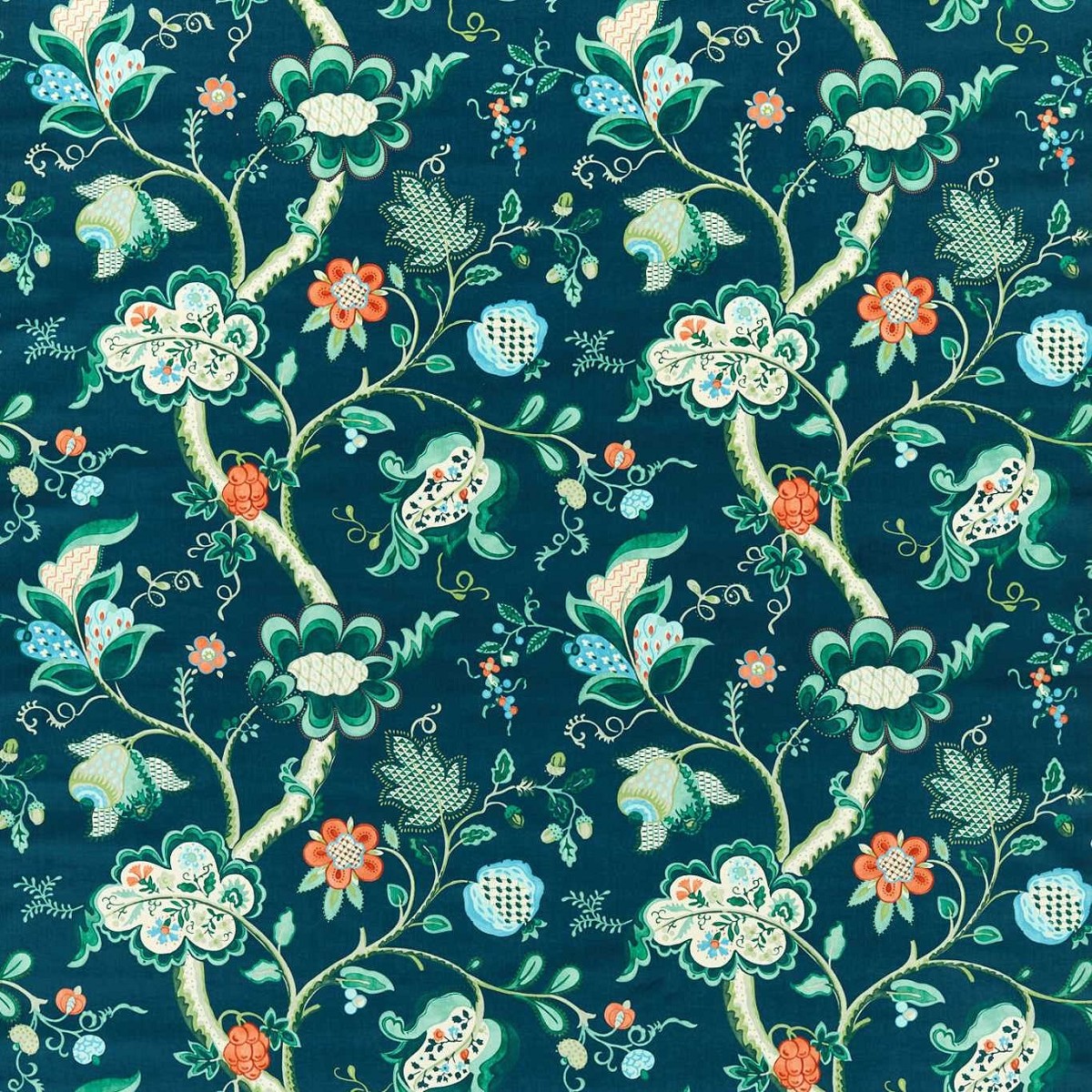 Roslyn Eucalyptus/Rowan Berry Fabric by Sanderson