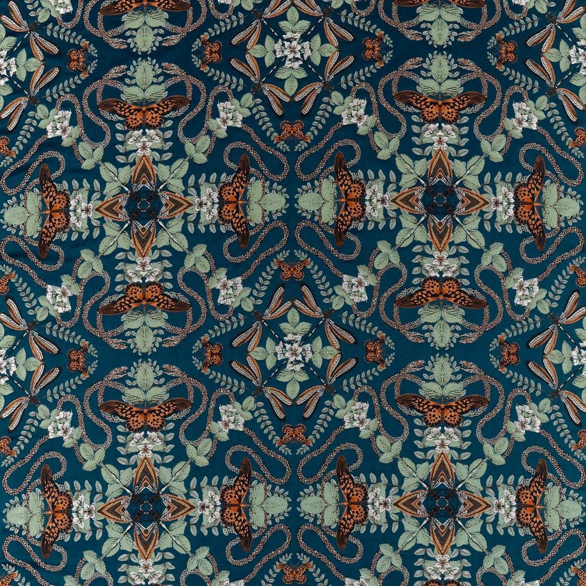 Emerald Forest Midnight Jacquard Fabric by Clarke & Clarke