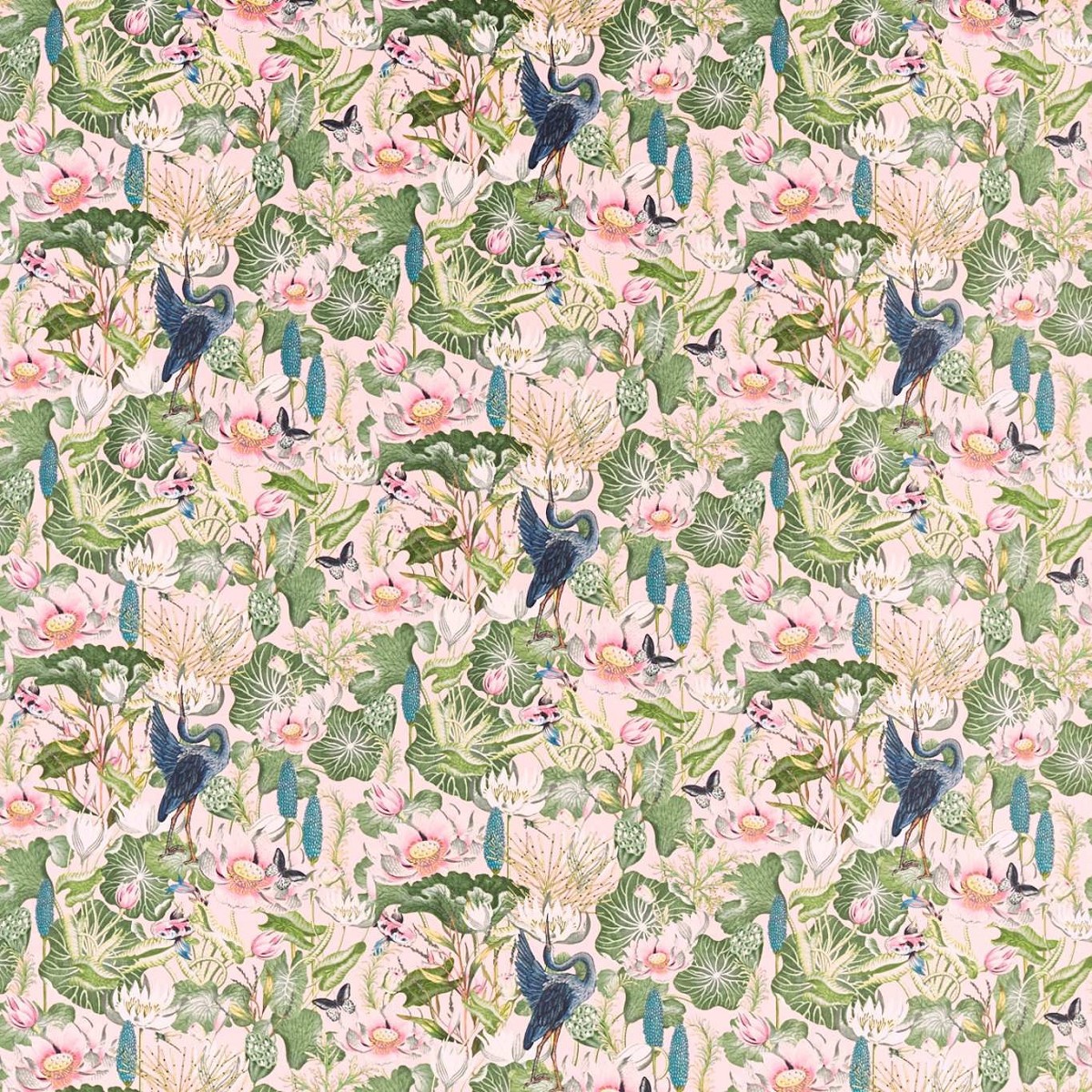 Waterlily Blush Velvet Fabric by Clarke & Clarke